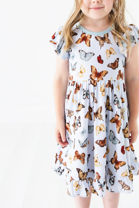 Butterfly Kisses Short Sleeve Big Kid Twirl Dress - Jammie Session