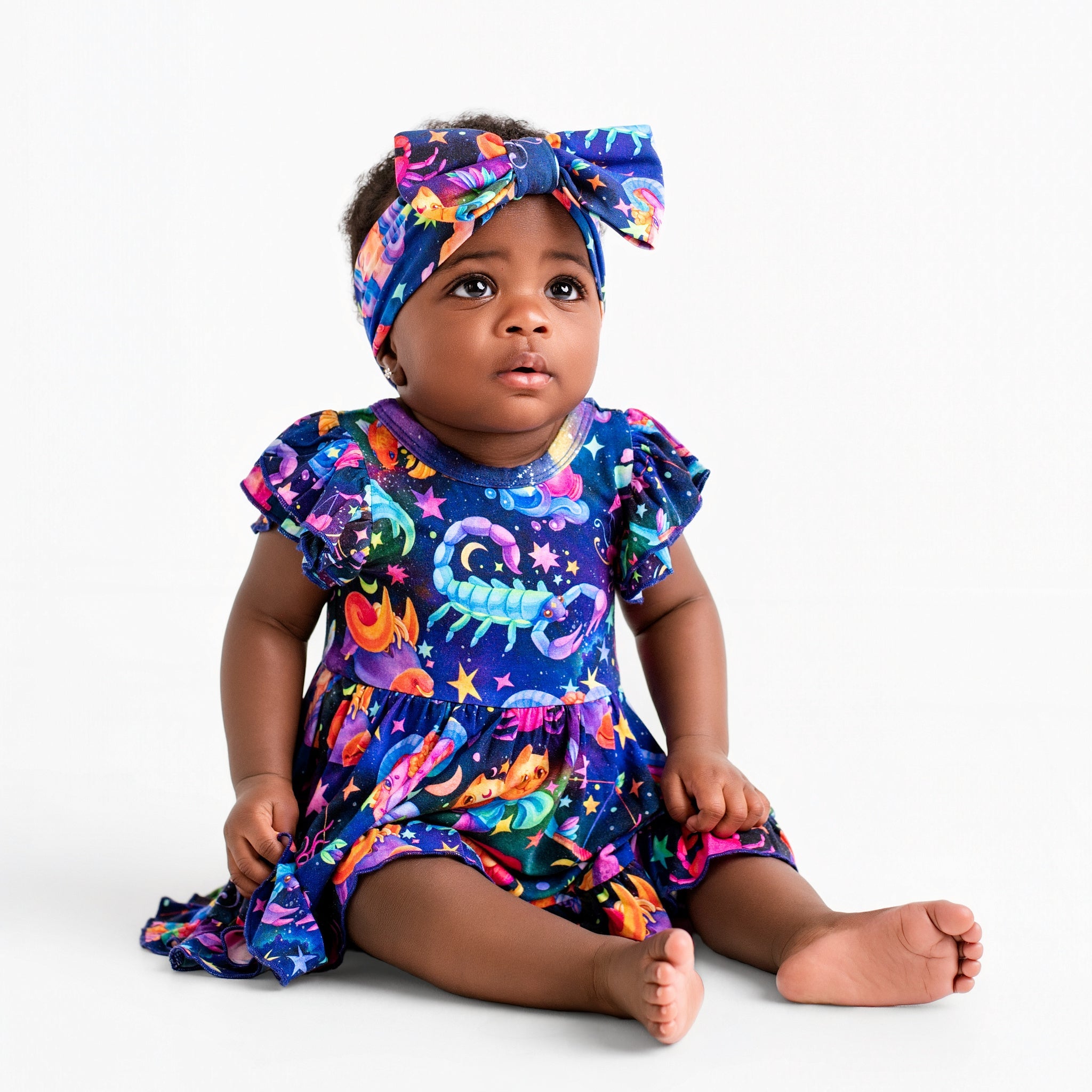 Cosmic Cuddles Short Sleeve Bodysuit Twirl Dress - Jammie Session