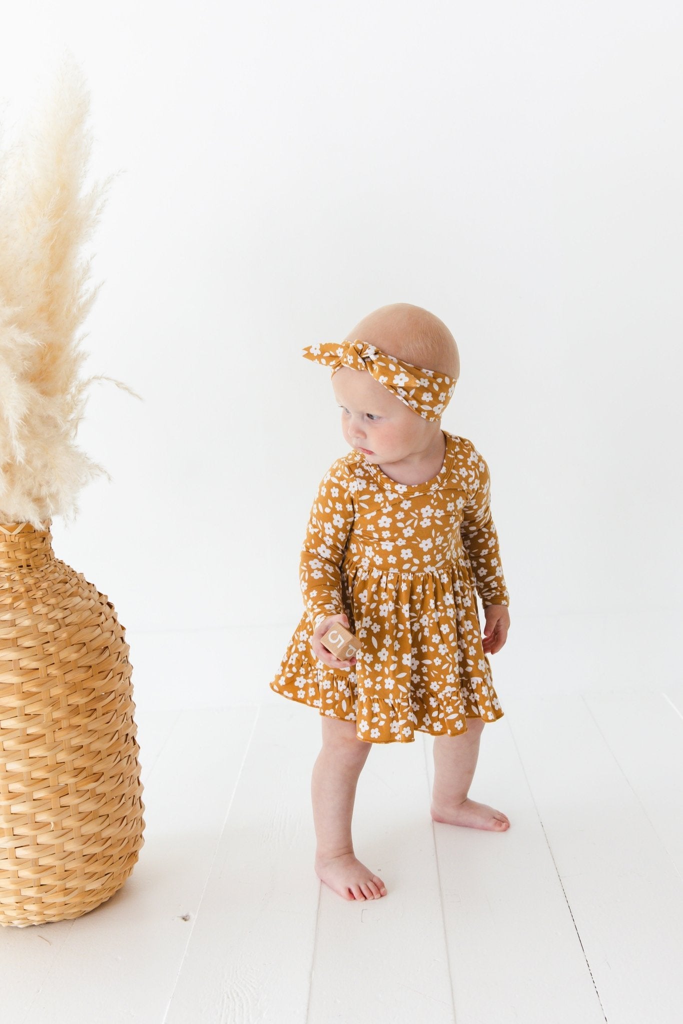 Honey Blooms Long Sleeve Bodysuit Twirl Dress - Jammie Session