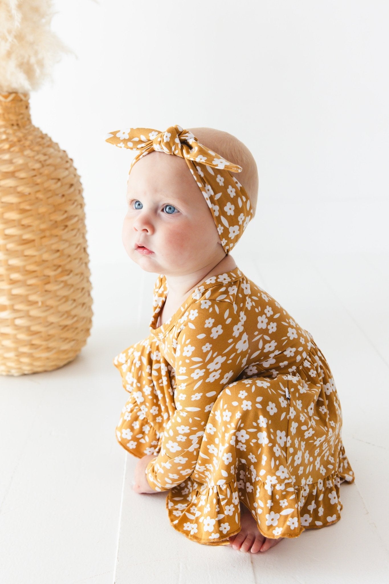 Honey Blooms Long Sleeve Bodysuit Twirl Dress - Jammie Session