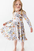 Load image into Gallery viewer, Meowster of Disguise Long Sleeve Big Kid Twirl Dress - Jammie Session