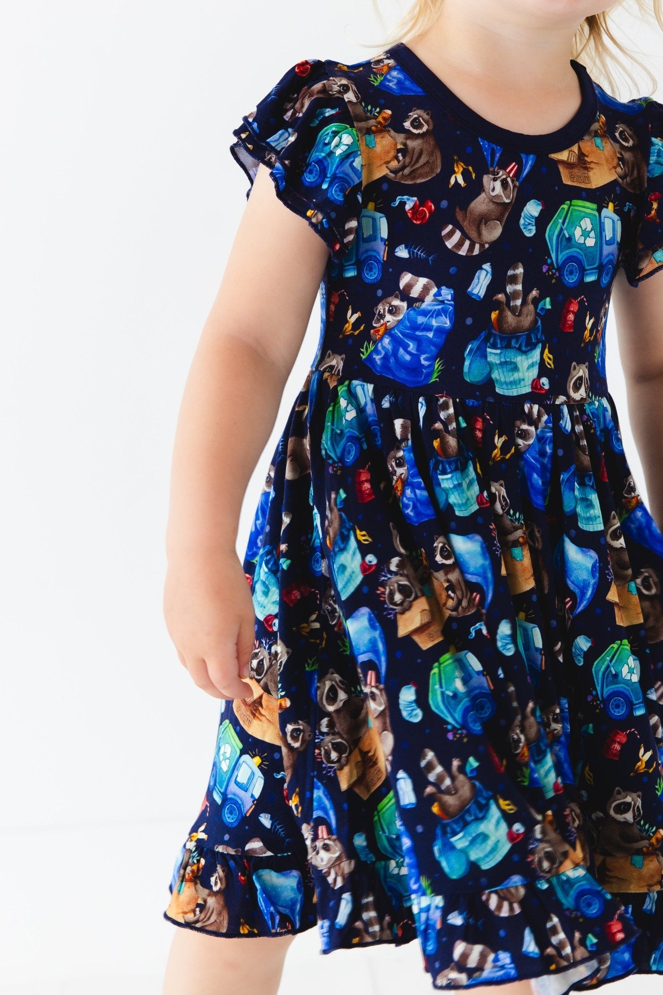 Nocturnal Nonsense Short Sleeve Big Kid Twirl Dress - Jammie Session