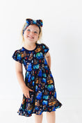 Load image into Gallery viewer, Nocturnal Nonsense Short Sleeve Big Kid Twirl Dress - Jammie Session