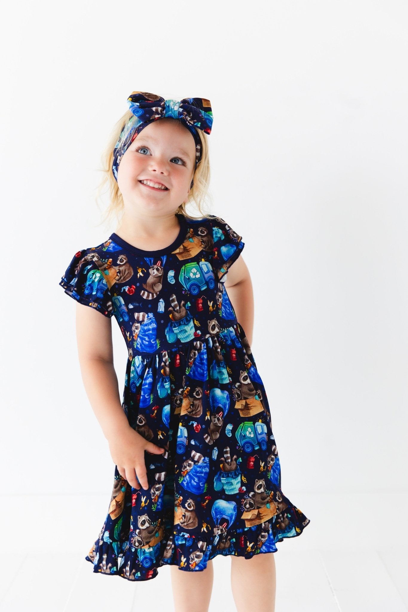 Nocturnal Nonsense Short Sleeve Big Kid Twirl Dress - Jammie Session