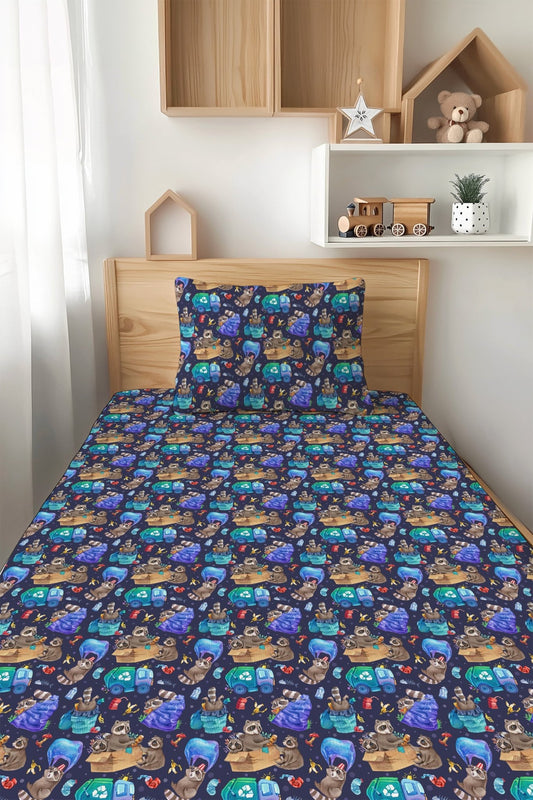 Nocturnal Nonsense Twin Fitted Sheet and Pillowcase Set - Jammie Session