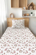 Load image into Gallery viewer, Tiny Tea Time Twin Fitted Sheet and Pillowcase Set - Jammie Session