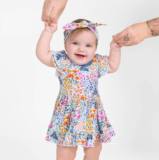 Whispering Wildflowers Bodysuit Twirl Dress - Jammie Session