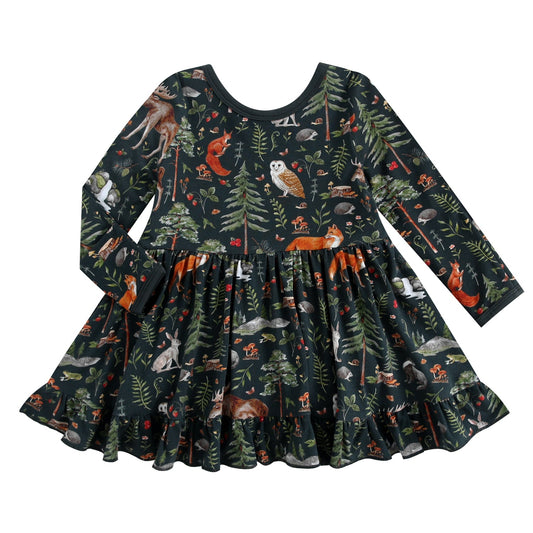 Wood you be my friend Long Sleeve Bodysuit Twirl Dress - Jammie Session