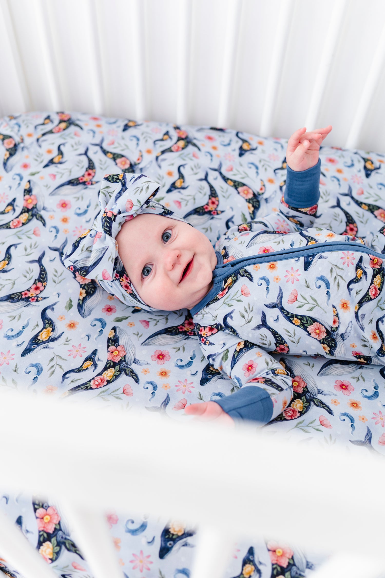Blooming Whales Crib Sheet