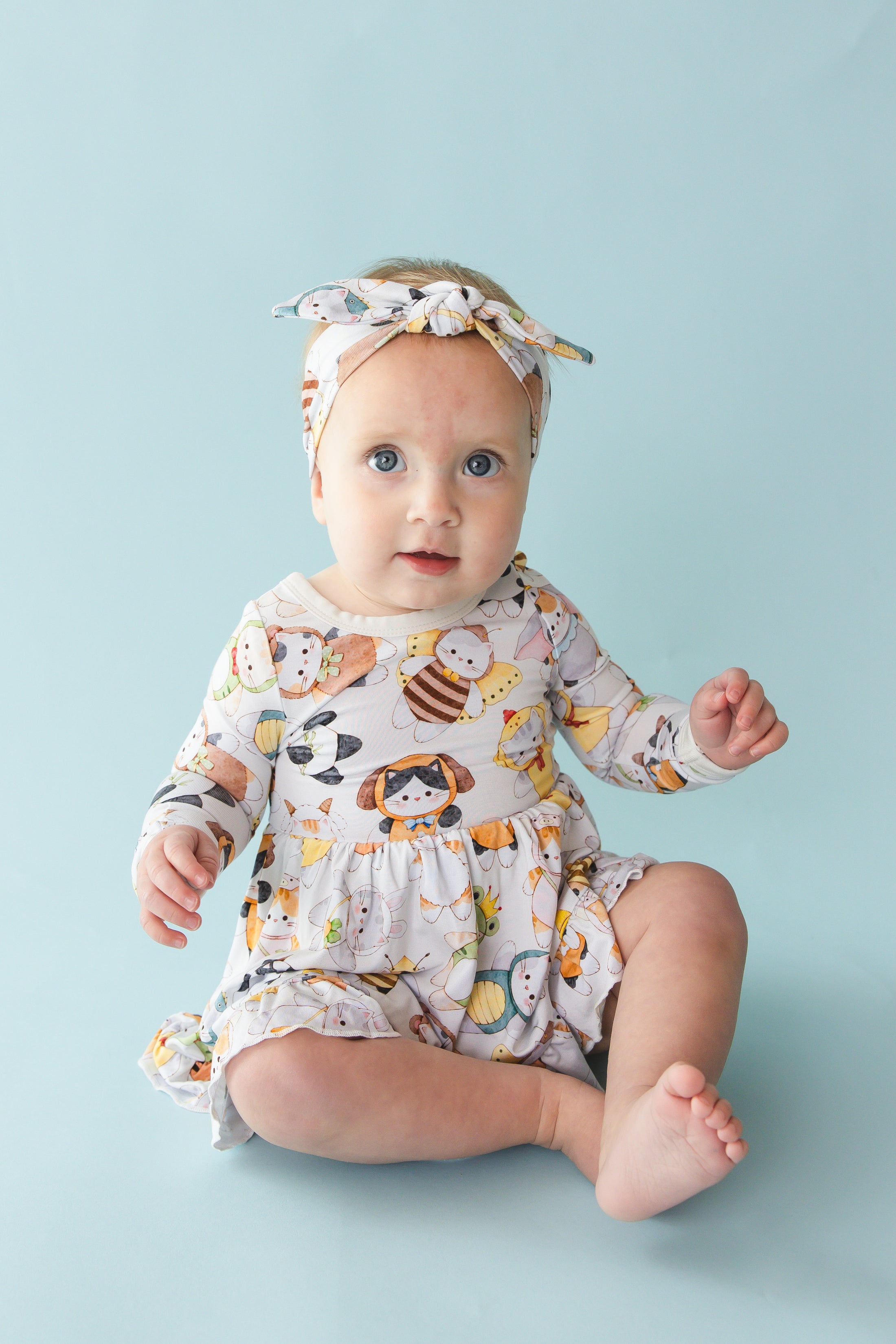 Meowster of Disguise Long Sleeve Bodysuit Twirl Dress