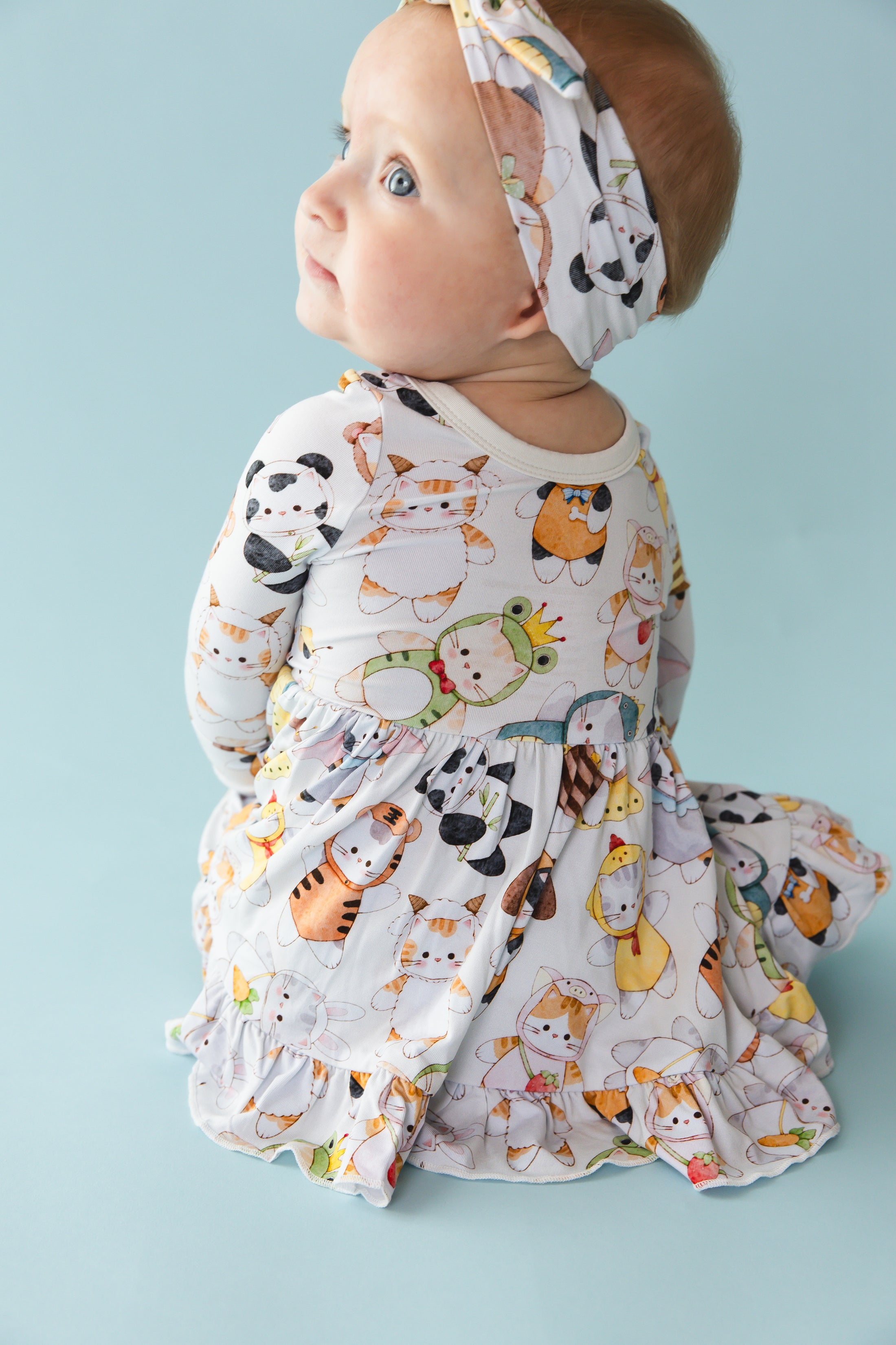 Meowster of Disguise Long Sleeve Bodysuit Twirl Dress