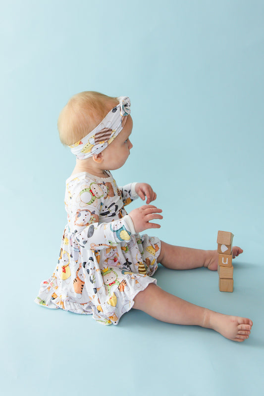 Meowster of Disguise Long Sleeve Bodysuit Twirl Dress