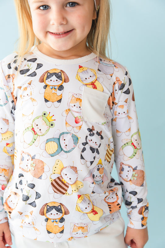 Meowster of Disguise Kids' Long Sleeve T-shirt