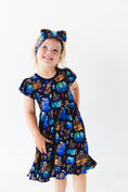 Load image into Gallery viewer, Nocturnal Nonsense Short Sleeve Big Kid Twirl Dress
