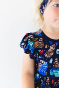 Load image into Gallery viewer, Nocturnal Nonsense Short Sleeve Big Kid Twirl Dress
