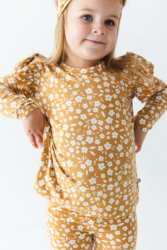 Honey Blooms Kids' Long Sleeve Ruffle T-shirt