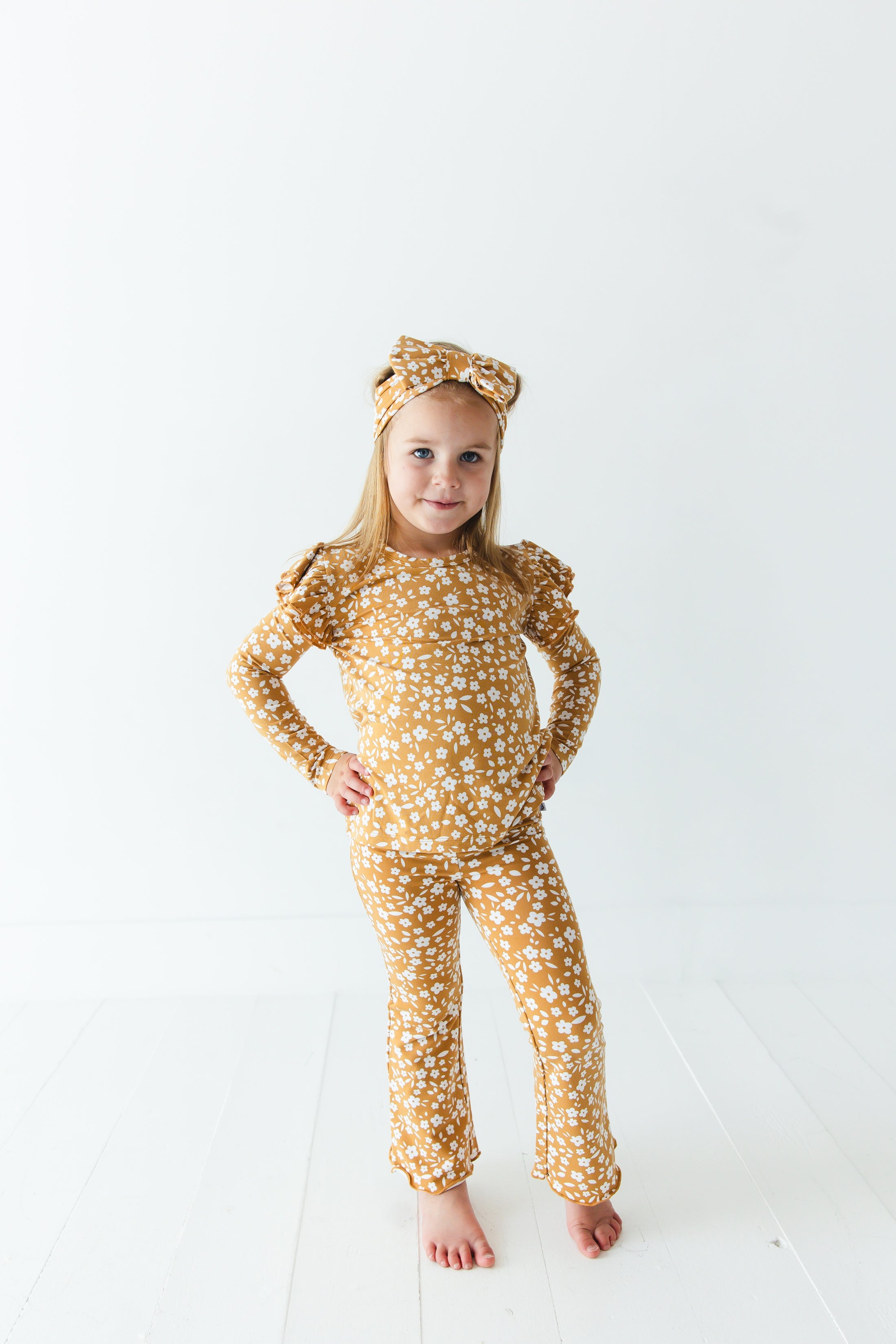 Honey Blooms Kids' Long Sleeve Ruffle T-shirt