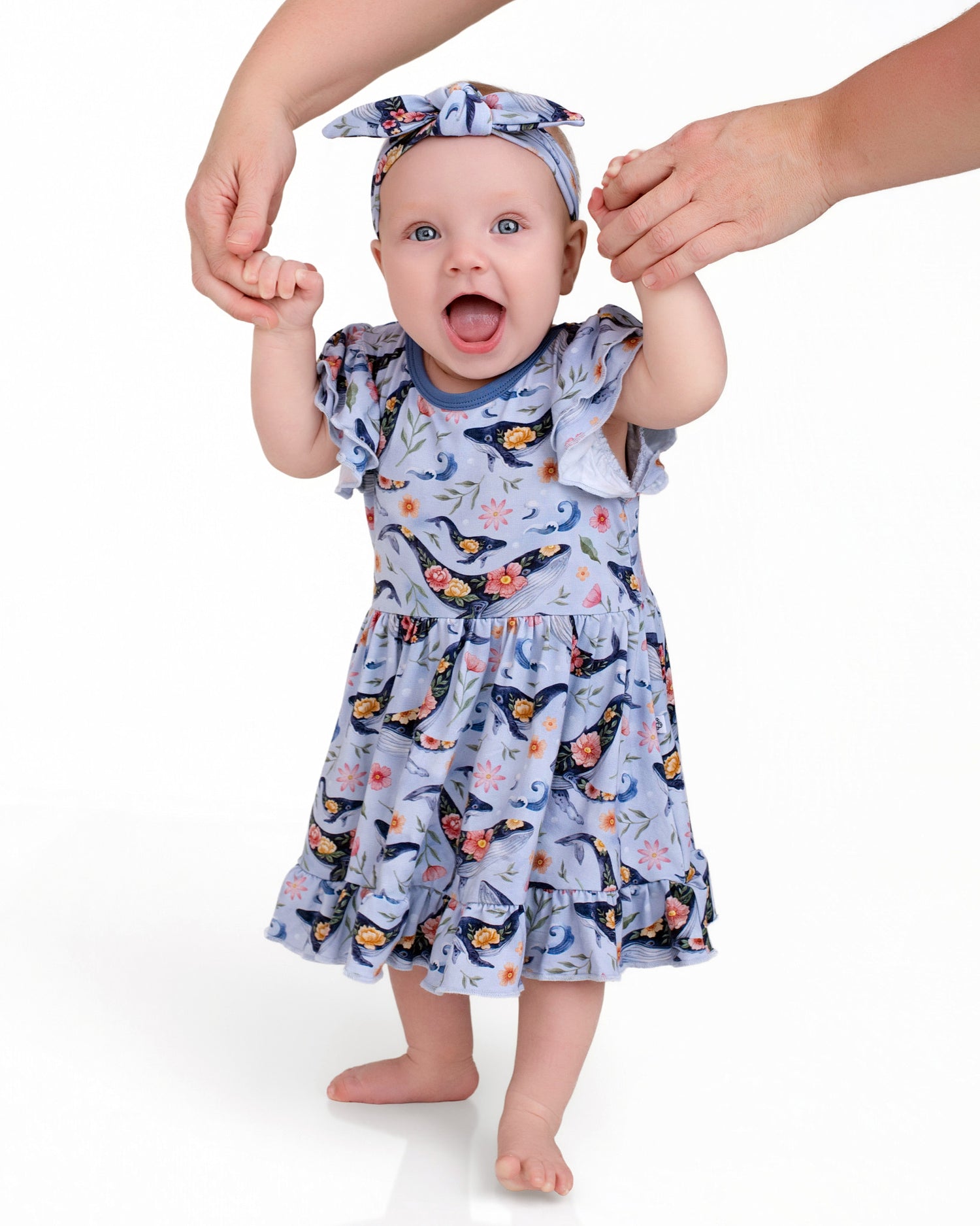 Blooming Whales Bodysuit Twirl Dress