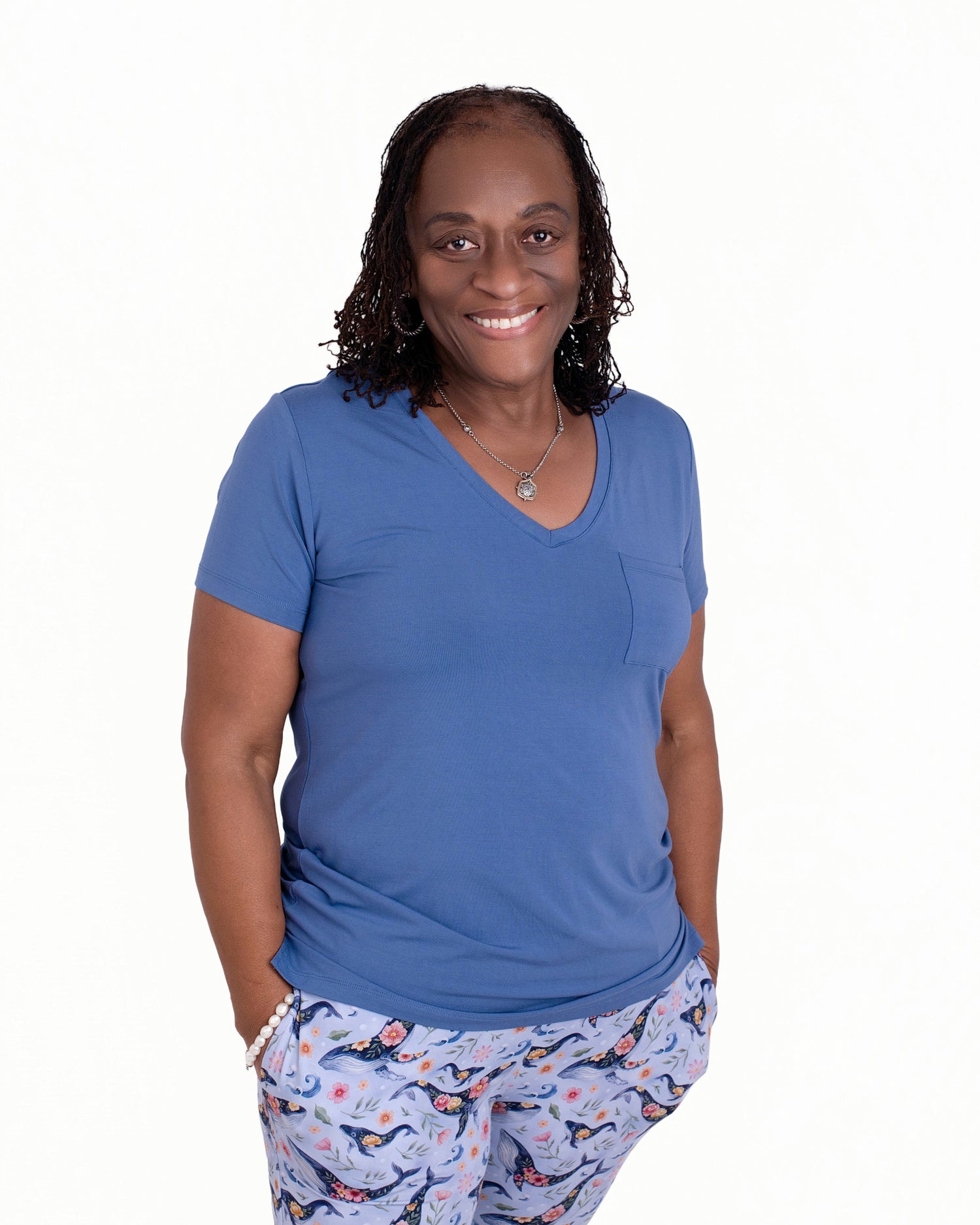 Blooming Whales Women's Solid Short Sleeve T-shirt