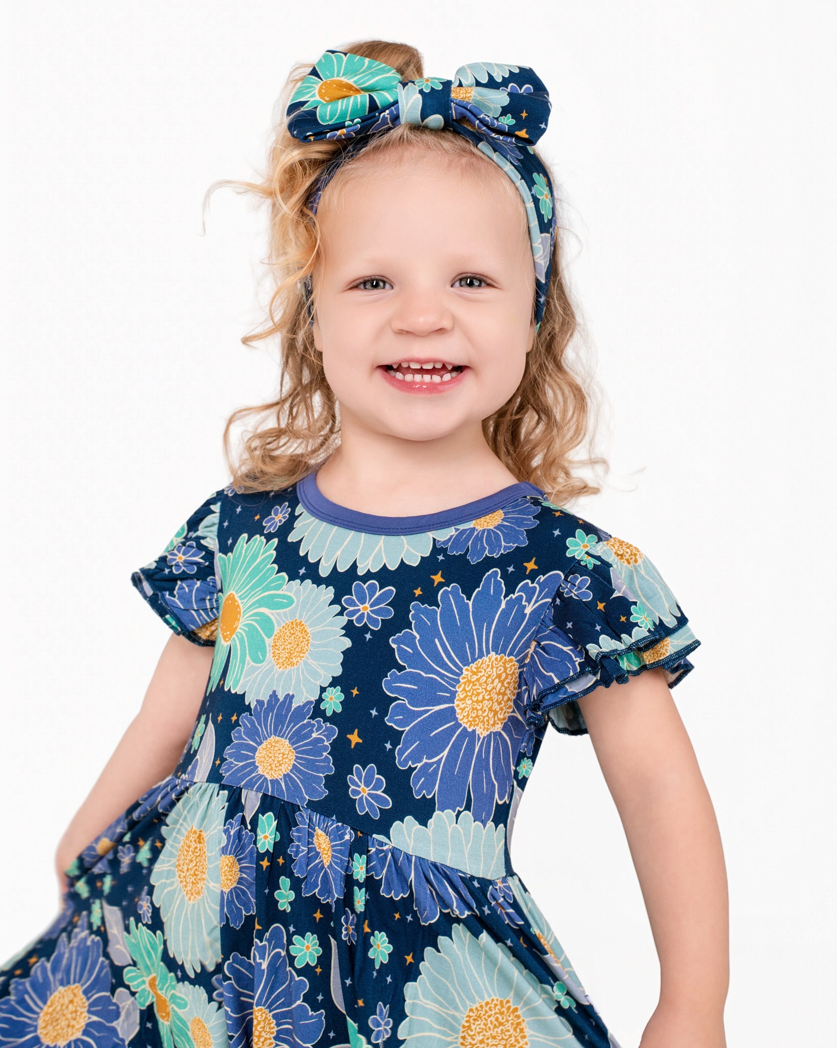 Bluepsie Daisy Short Sleeve Big Kid Twirl Dress