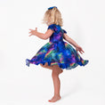 Load image into Gallery viewer, Luminara Galaxy Short Sleeve Big Kid Twirl Dress

