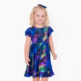 Load image into Gallery viewer, Luminara Galaxy Short Sleeve Big Kid Twirl Dress

