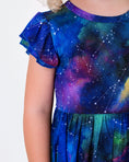 Load image into Gallery viewer, Luminara Galaxy Short Sleeve Big Kid Twirl Dress
