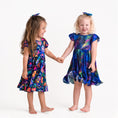 Load image into Gallery viewer, Luminara Galaxy Short Sleeve Big Kid Twirl Dress
