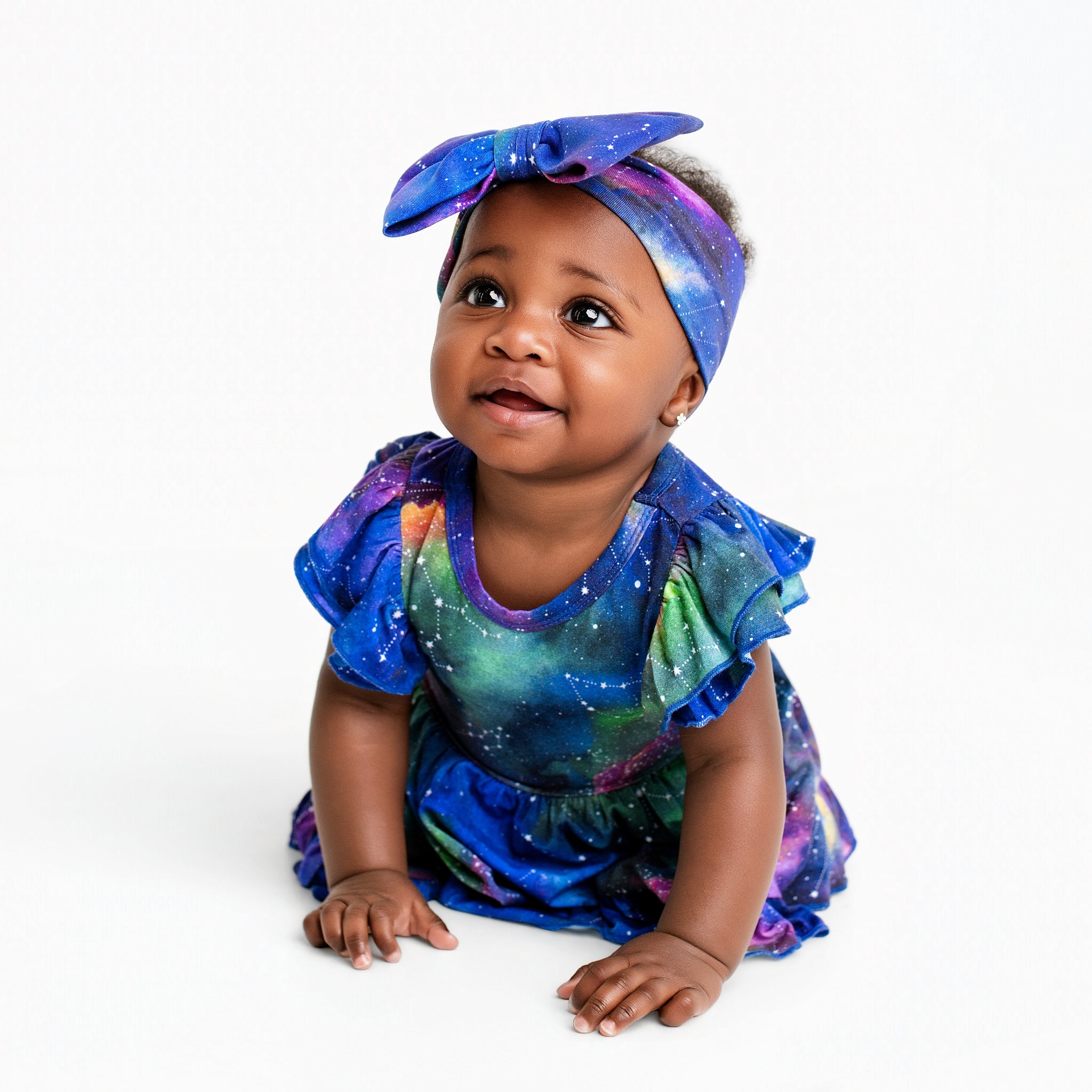 Luminara Galaxy Short Sleeve Bodysuit Twirl Dress