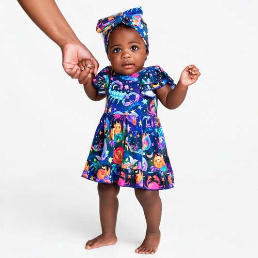 Cosmic Cuddles Short Sleeve Bodysuit Twirl Dress