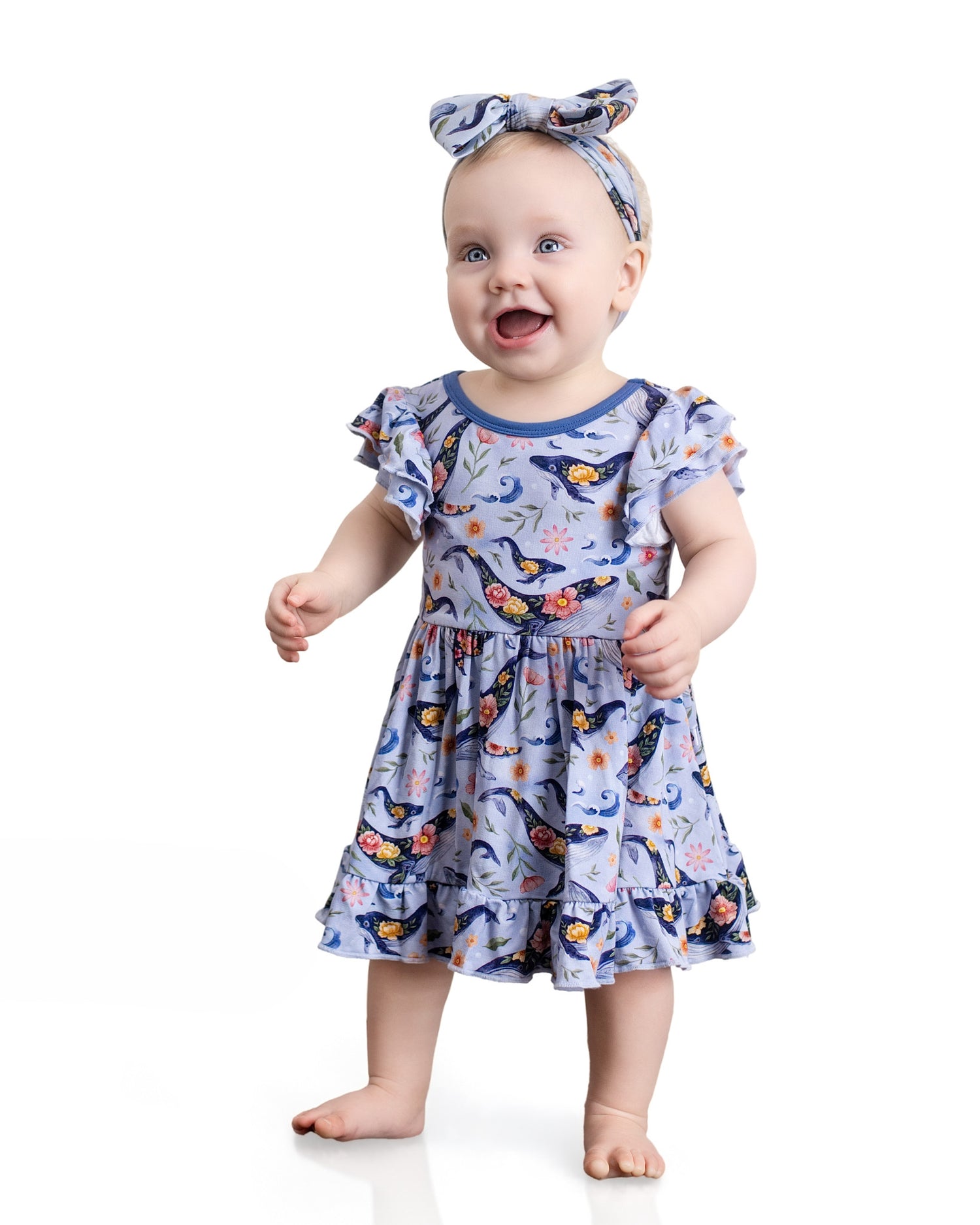 Blooming Whales Bodysuit Twirl Dress