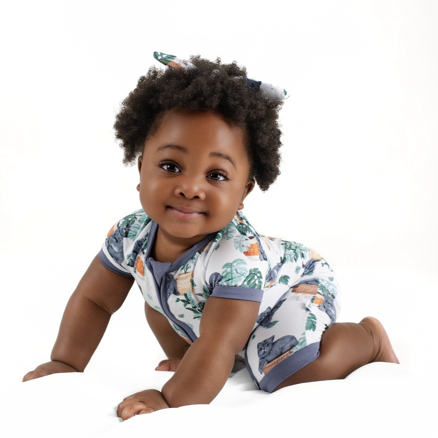 Meowstera Short Sleeve Romper