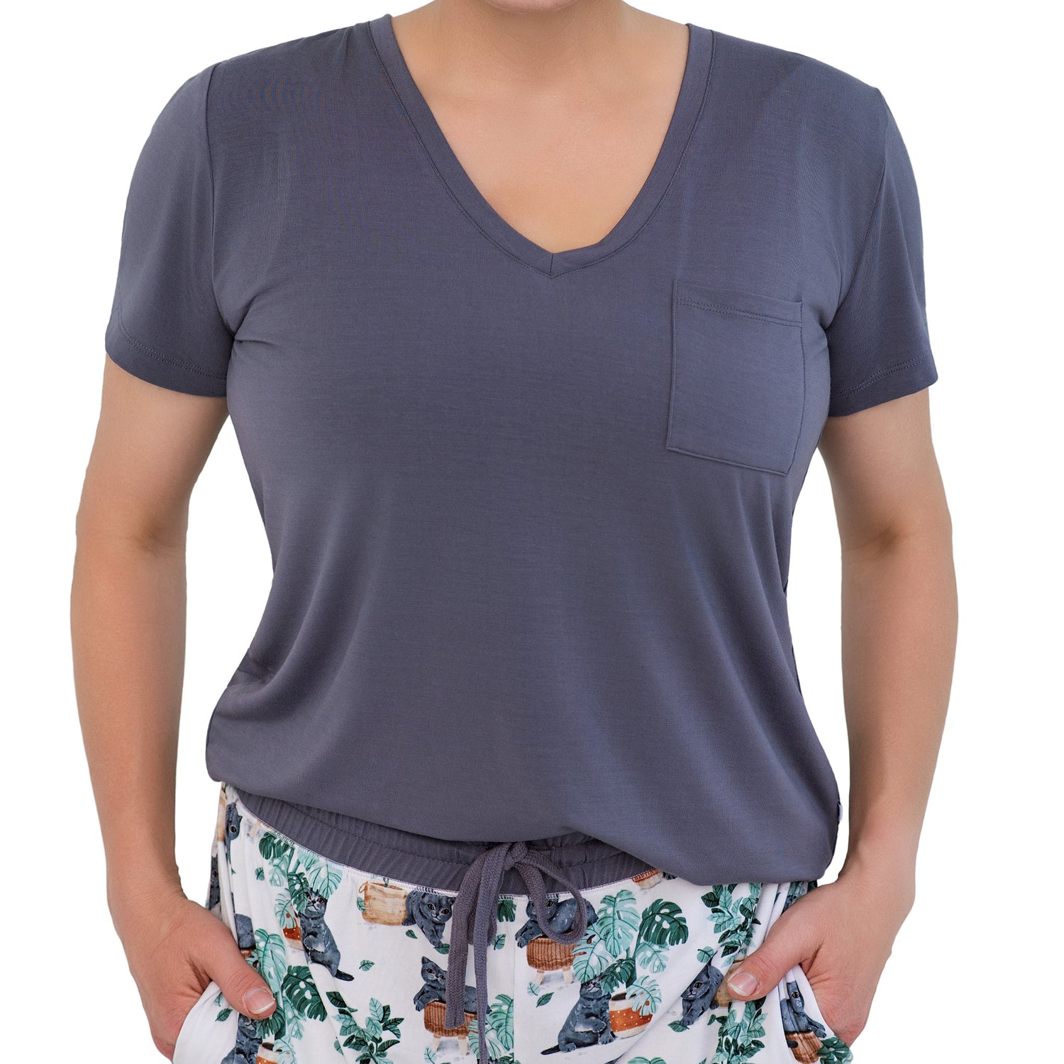 Meowstera Women's Solid Short Sleeve T-shirt