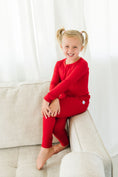 Load image into Gallery viewer, Crimson (Red) Ribbed Long Sleeve PJ's BDLJ
