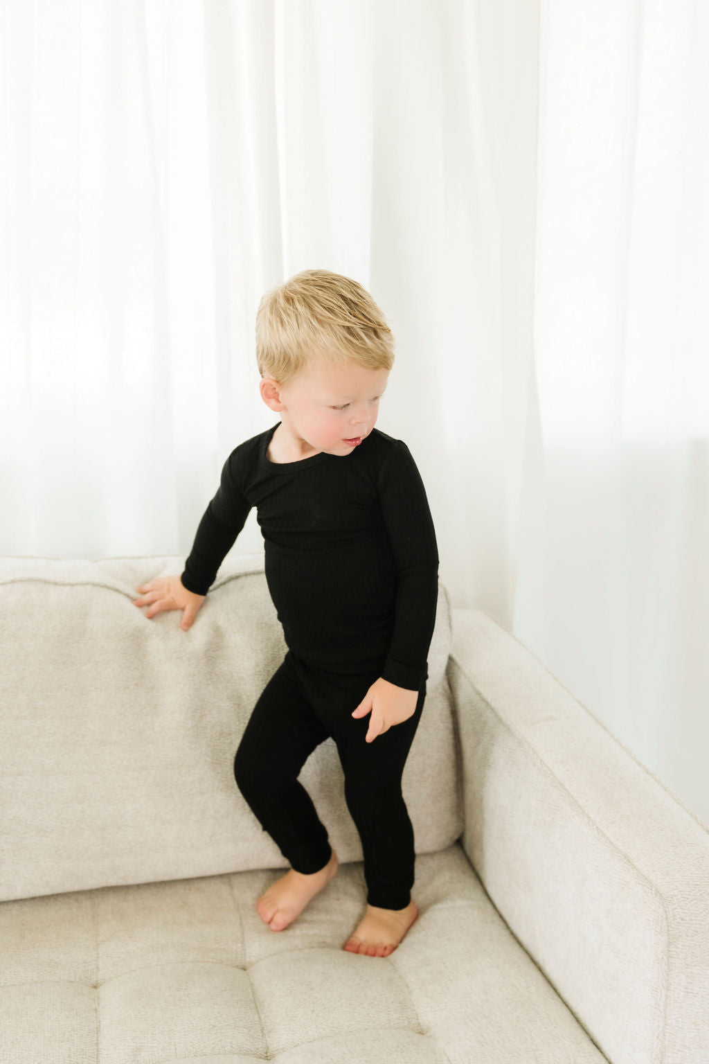 Midnight (Black) Ribbed Long Sleeve PJ's BDLJ