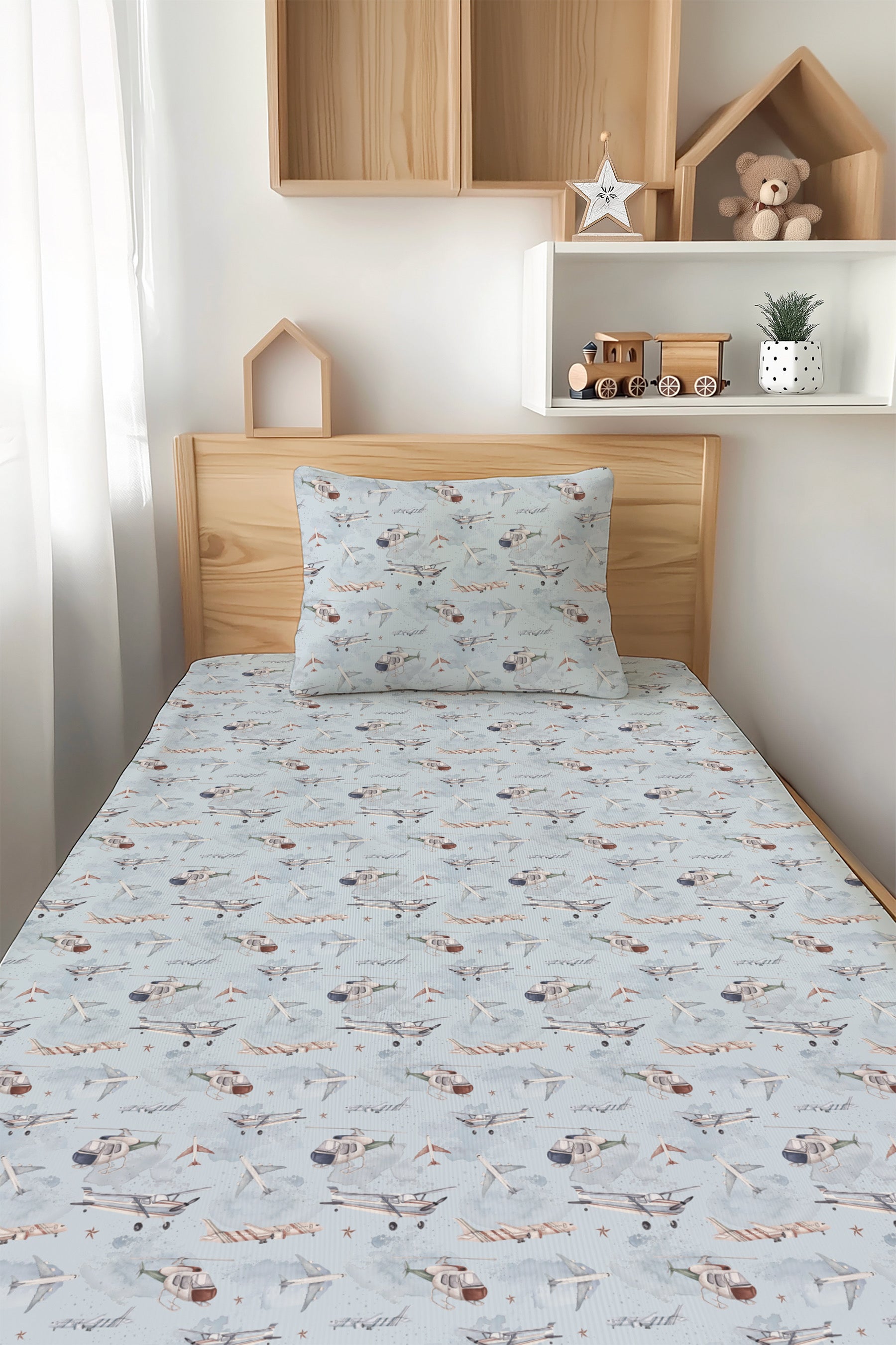 Plane & Simple (Airplanes) Twin Fitted Sheet and Pillowcase Set BDLJ