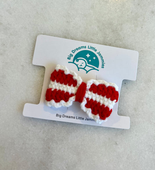 Crochet Red Bow Hair Clips BDLJ