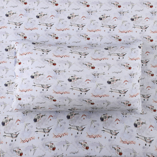 Plane & Simple (Airplanes) Twin Fitted Sheet and Pillowcase Set BDLJ