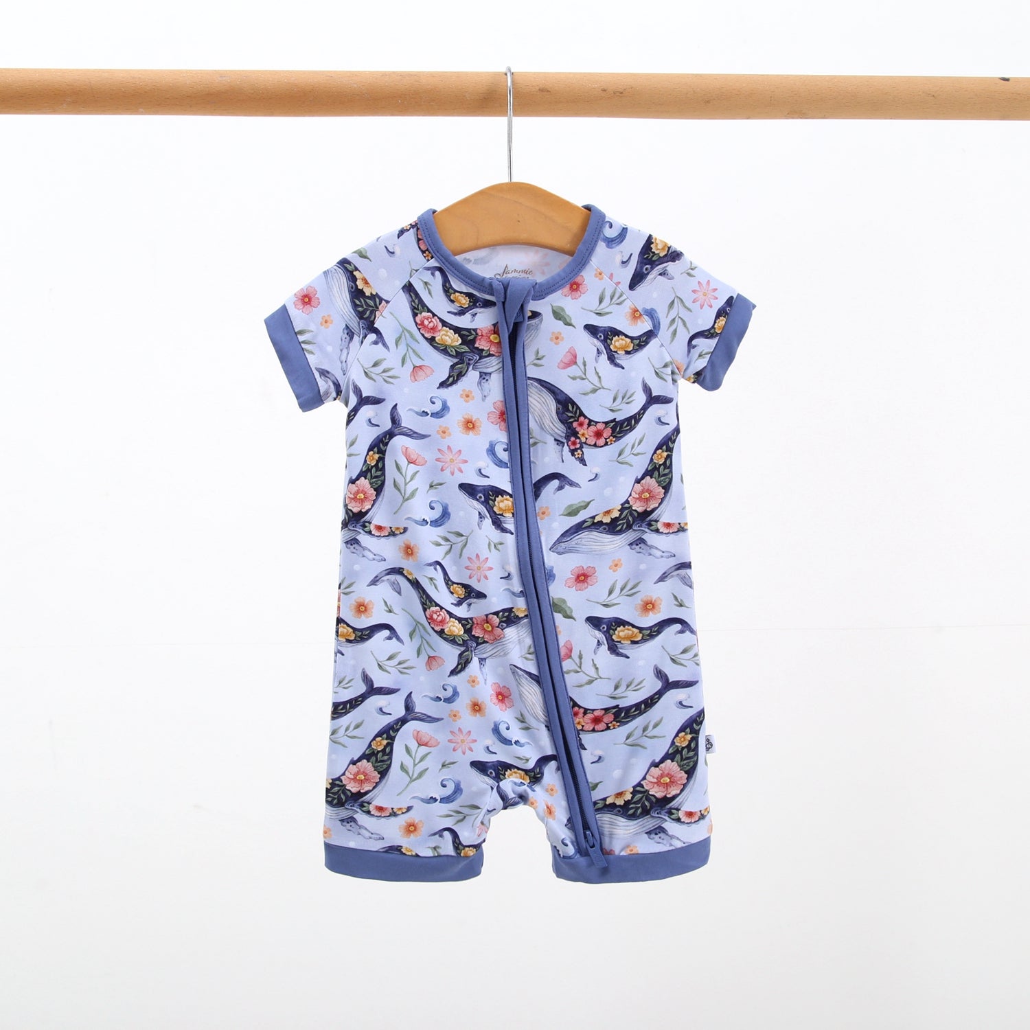 Blooming Whales Short Sleeve Romper