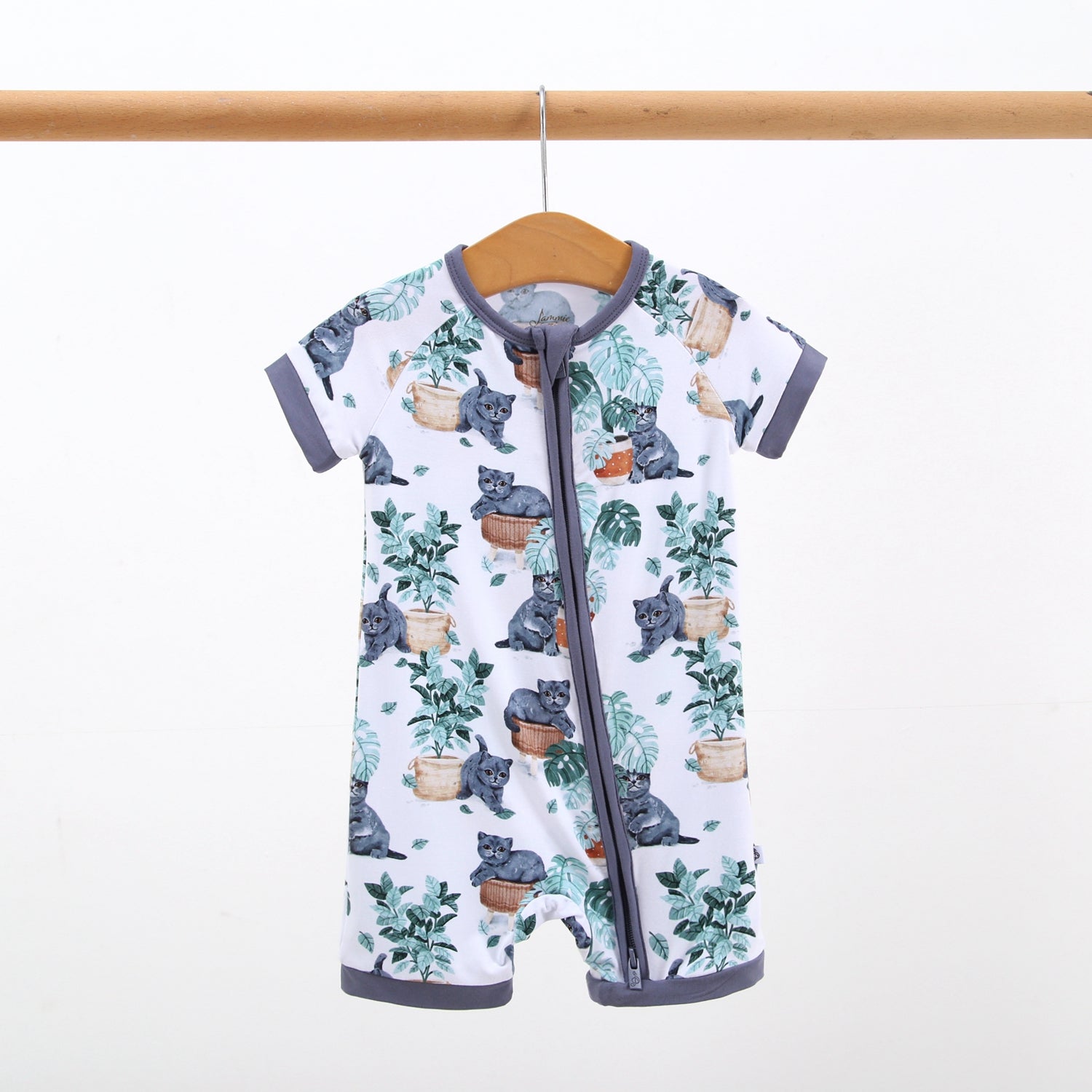 Meowstera Short Sleeve Romper
