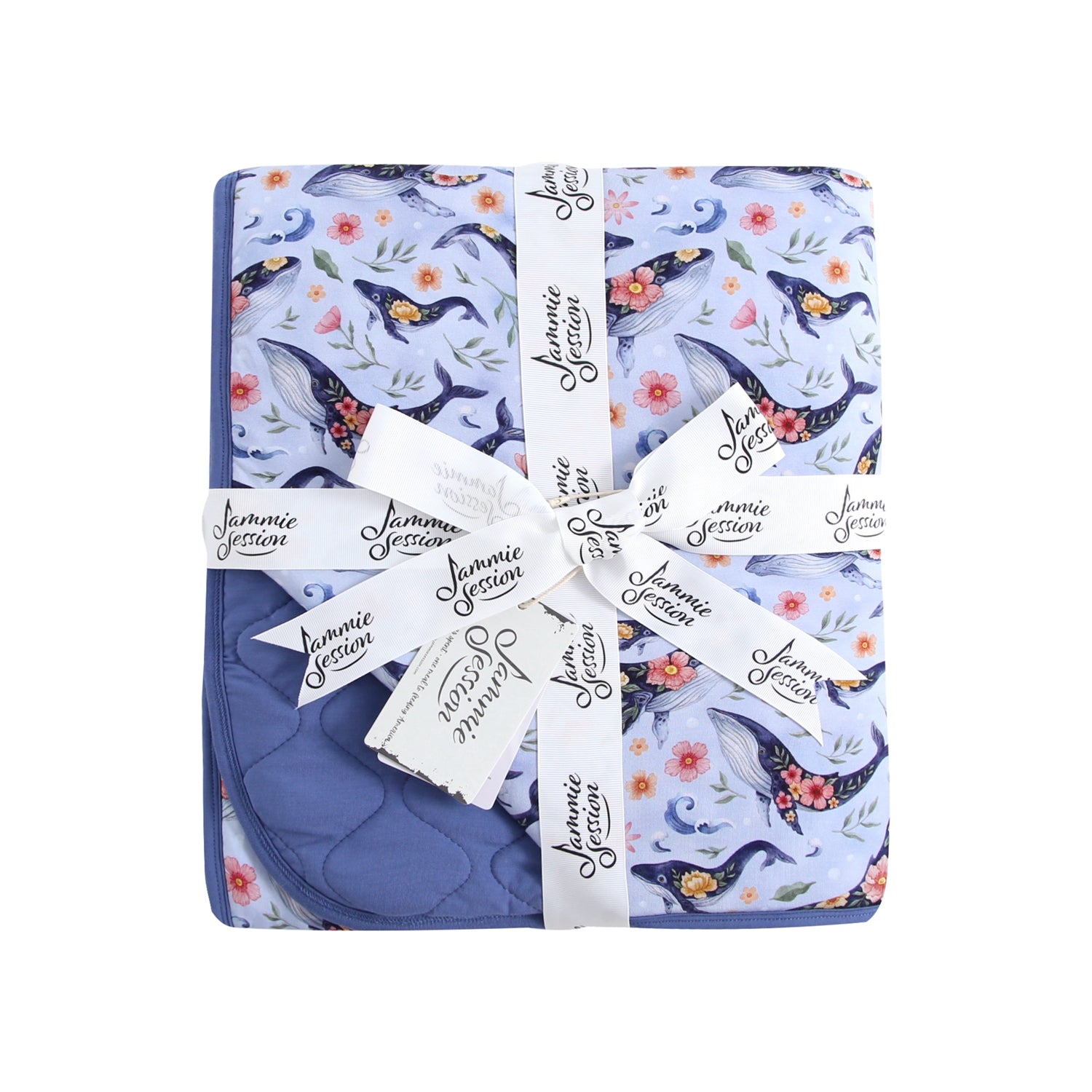 Blooming Whales Mini Quilted Blanket