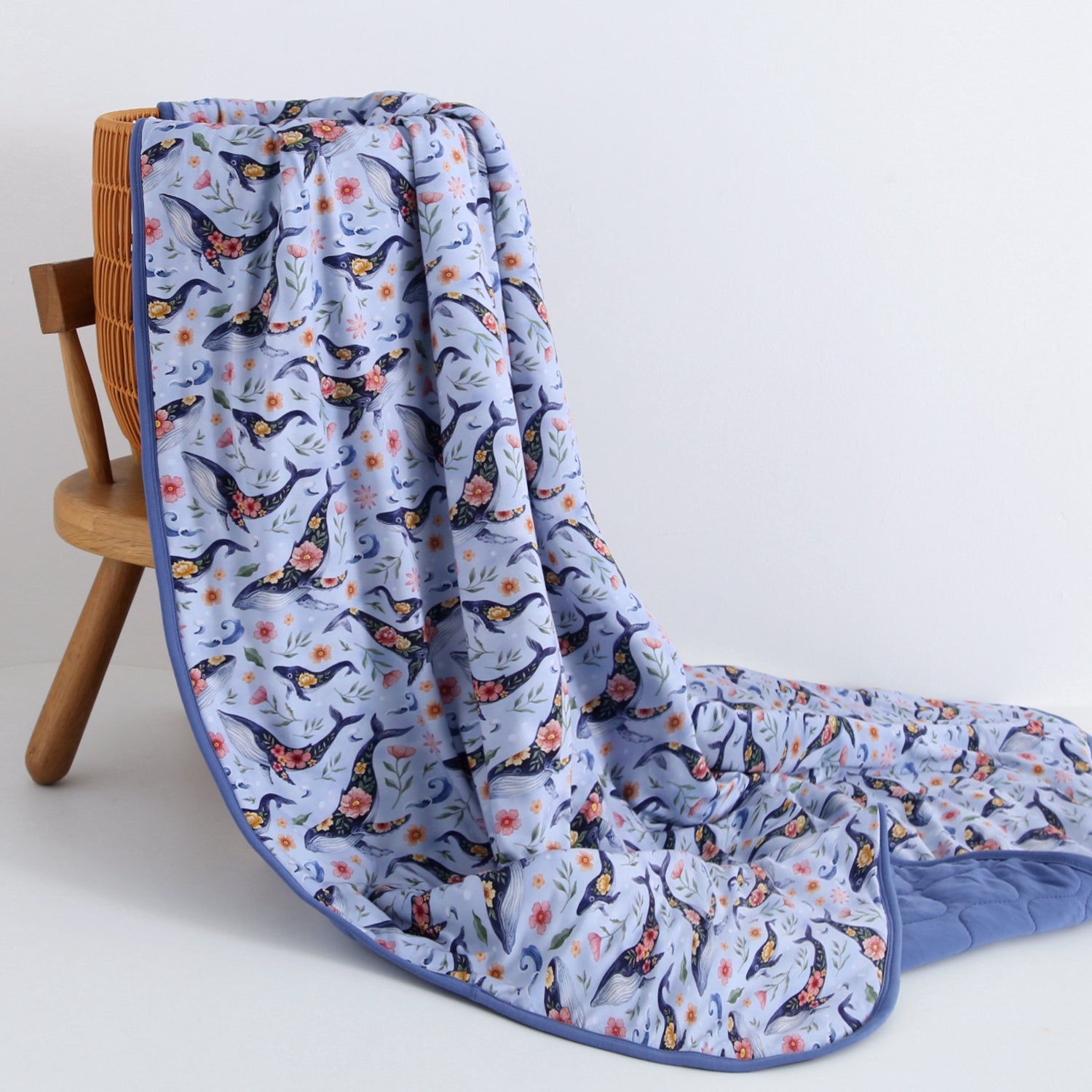 Blooming Whales Toddler Quilted Blanket