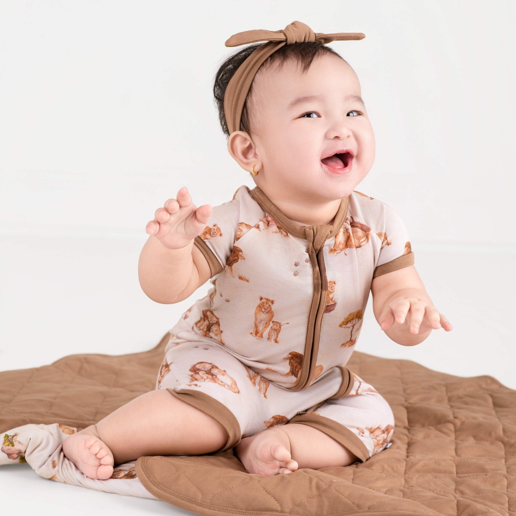 Ari (Lion) TENCEL™ Modal Short Sleeve Romper - Jammie Session