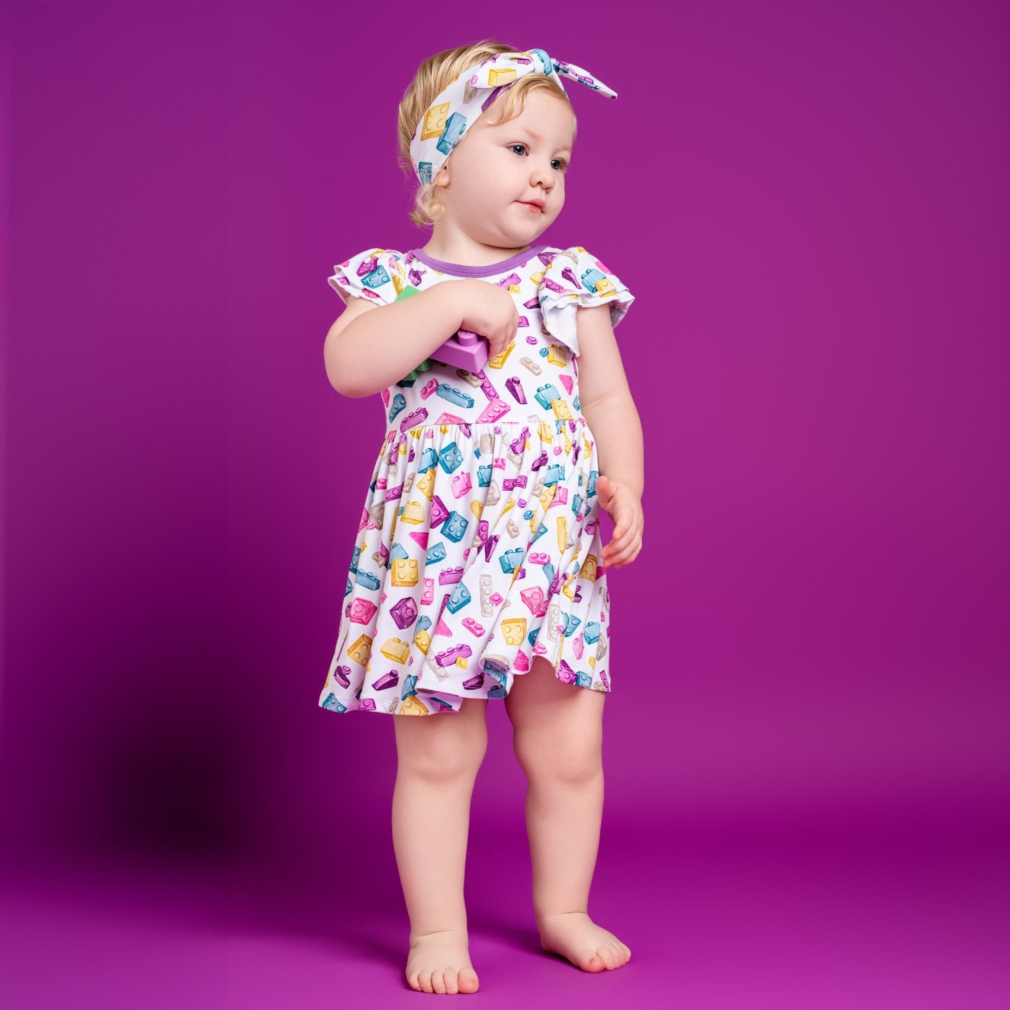 Block Party (Purple) Bodysuit Twirl Dress BDLJ - Jammie Session