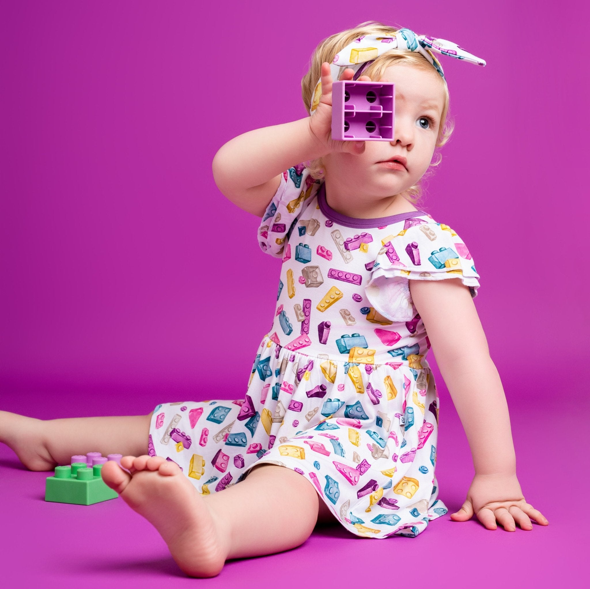 Block Party (Purple) Bodysuit Twirl Dress BDLJ - Jammie Session