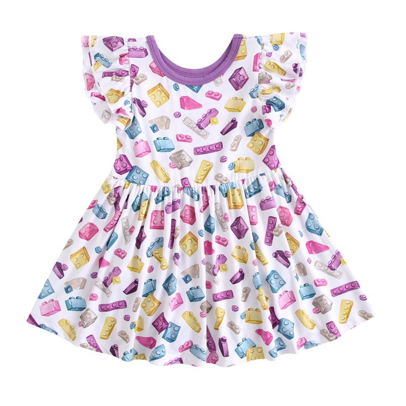 Block Party (Purple) Bodysuit Twirl Dress BDLJ - Jammie Session