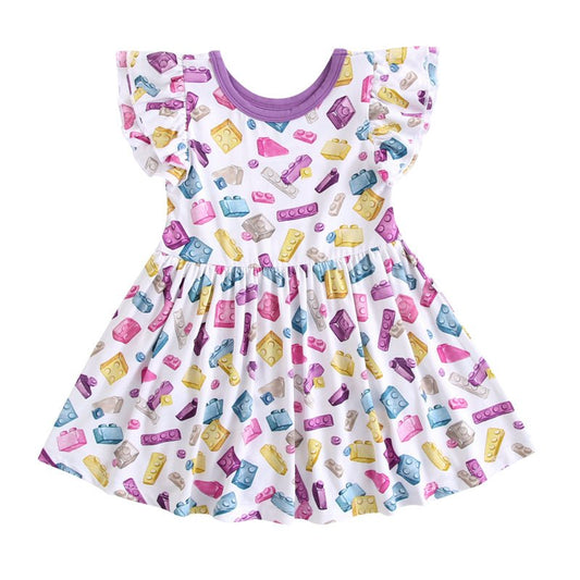 Block Party (Purple) Bodysuit Twirl Dress BDLJ - Jammie Session
