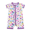 Load image into Gallery viewer, Block Party (Purple) Short Sleeve Romper BDLJ - Jammie Session
