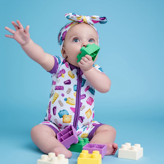 Block Party (Purple) Short Sleeve Romper BDLJ - Jammie Session