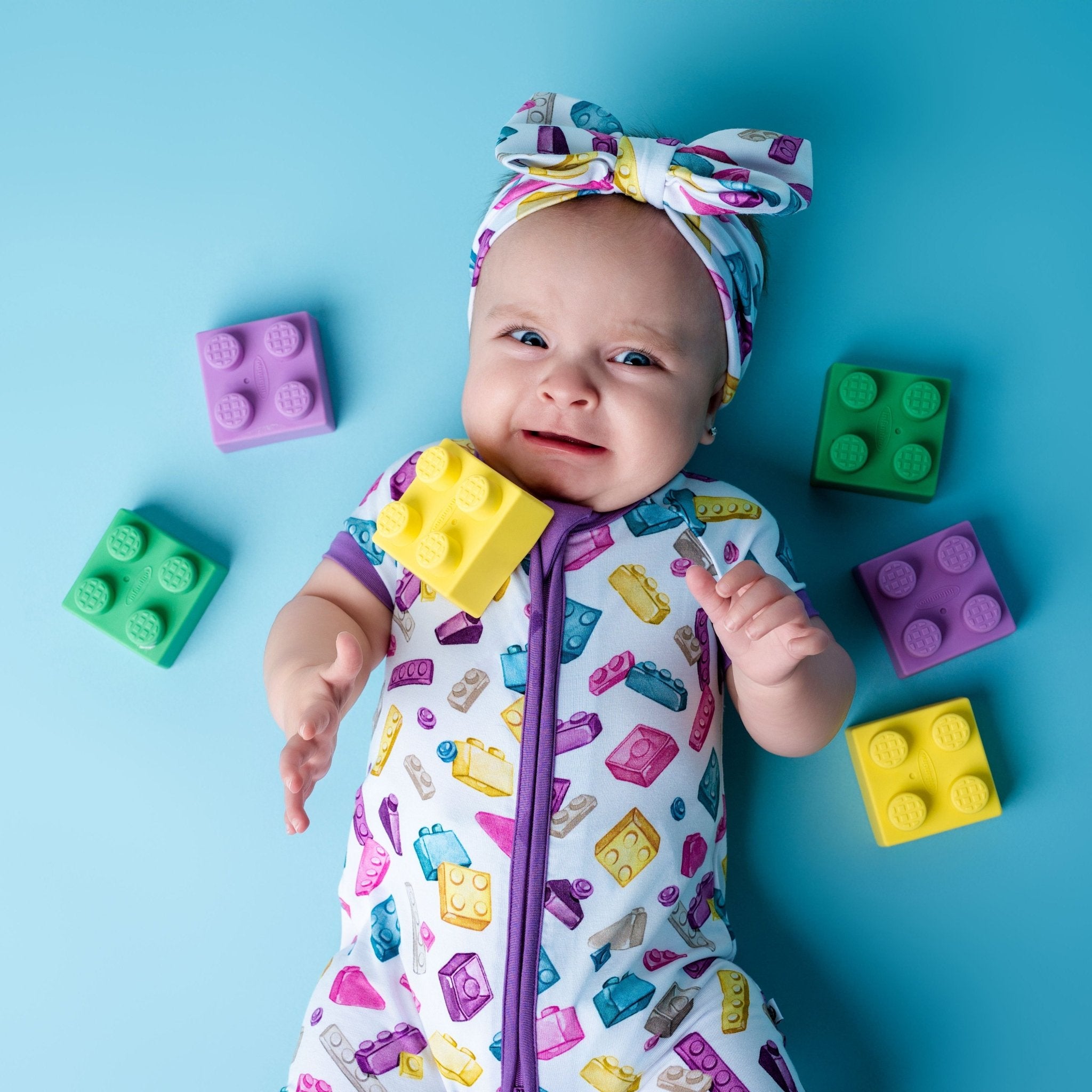 Block Party (Purple) Short Sleeve Romper BDLJ - Jammie Session